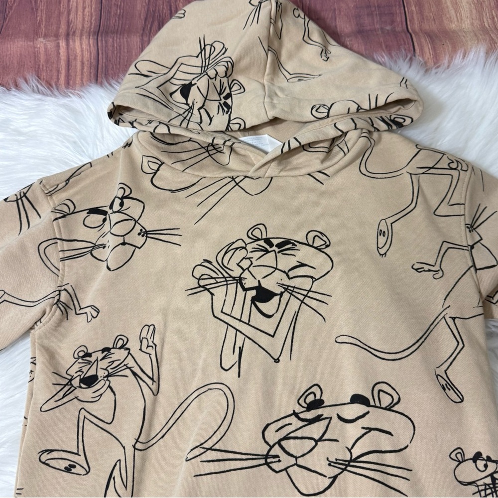 H&M Pink Panther All Over Print Pullover Tan Hoodie - Boys Size 6X-7 - Picture 4 of 14